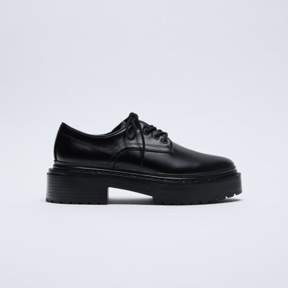 Zara -- Low Heeled Lug Sole Shoes, Size 6, New